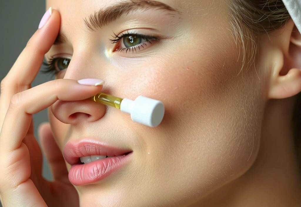 Applying serum to face