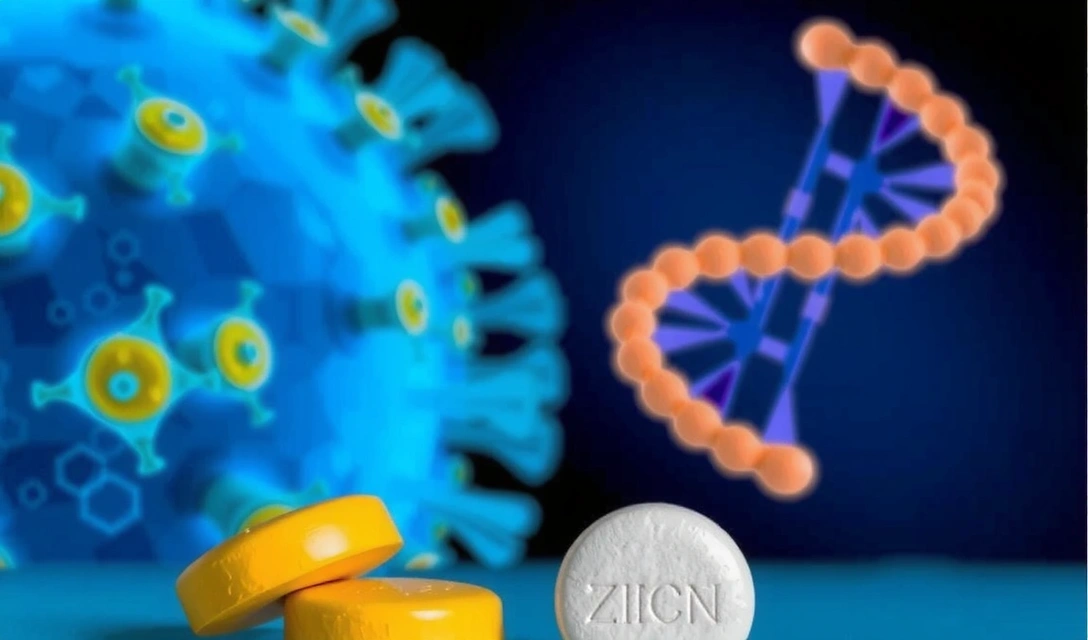 Zinc lozenges and a stylized immune cell